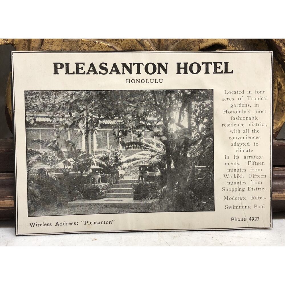 Vintage c1928 Clipping of Pleasanton Hotel Honolulu Hawaii